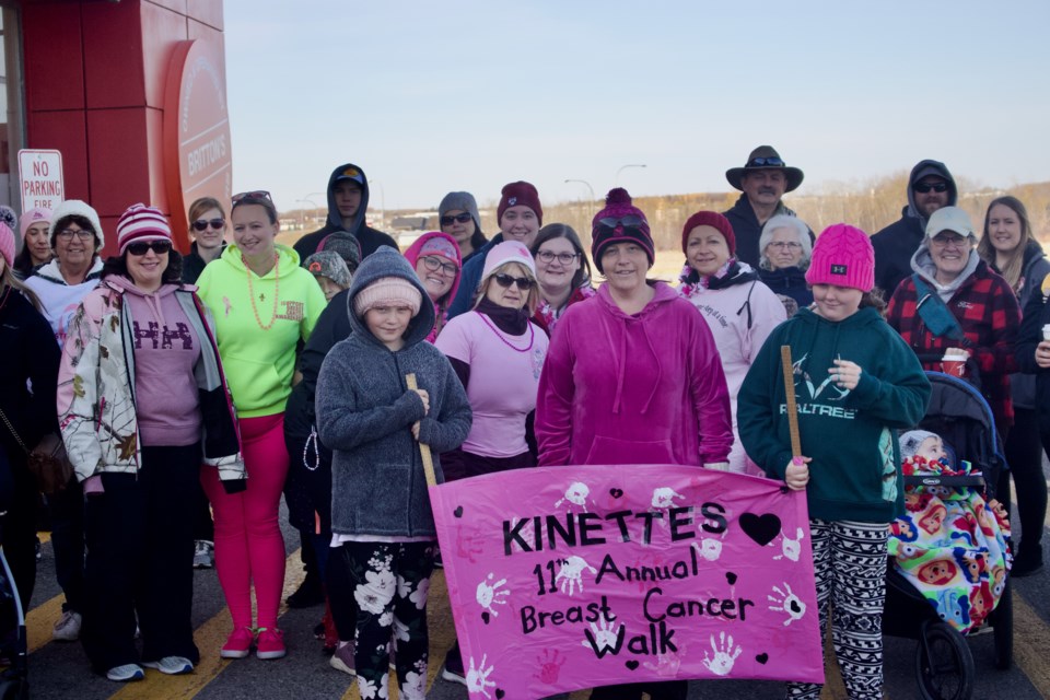 The Kinette Club of Lac La Biche hosted the 11th annual Breast Cancer walk and fundraiser to support the national campaign and the Road to Hope foundation on Oct.16. Dozens of local participants gathered at Britton's Your Independent Grocer for the morning walk .