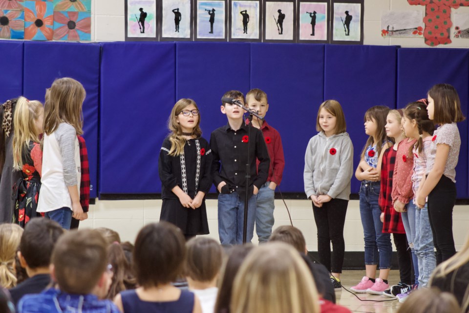 Vera M. Welsh Elementary School students sang and recited poems during a Remembrance Day ceremony held on Thursday.