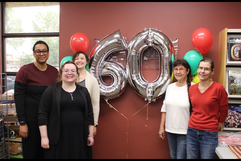 The Bonnyville library could not have achieved 60 years of operations if it wasn't for its incredible team of staff. Pictured from left to right: Gervanna Stephens, Nicole Labrie, Kat Eliason, Linda Smiley and Brigitte Stewart. Staff members not pictured include Lenore Stewart and Jess Robbins.