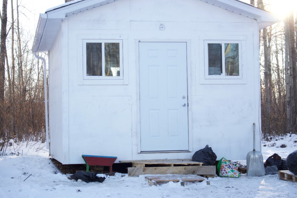 The first of six shed spaces at the unsheltered encampment site,  is currently occupied by six to eight people throughout the day, said Vice President Jason Ekeberg at the Bonesville subdivision 5km south of the hamlet of Lac La Biche.