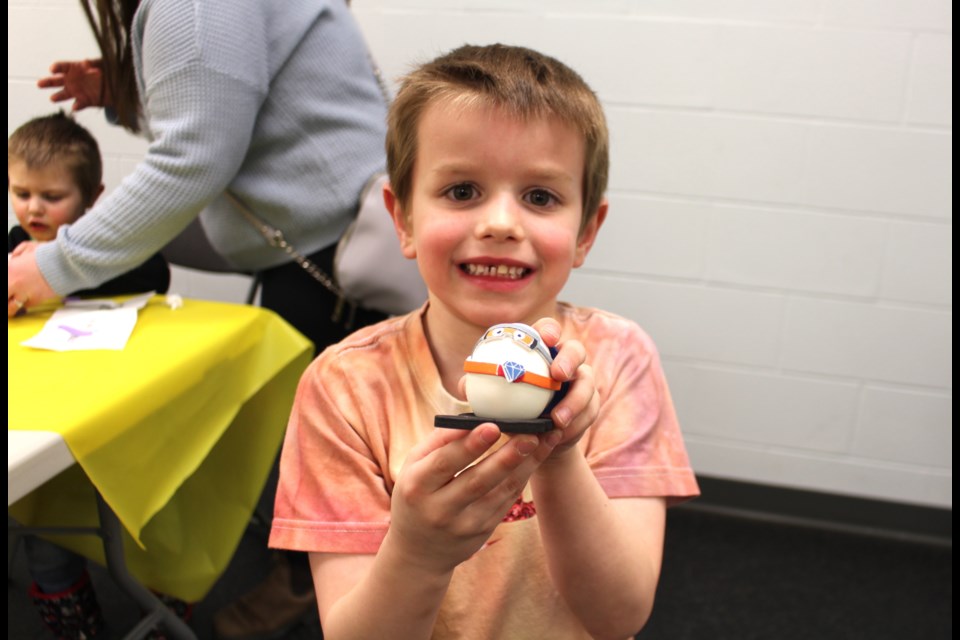 Chase S., 5, took part in the Egg decoration station at the Easter Party at the Cold Lake Energy Centre on April 6.
