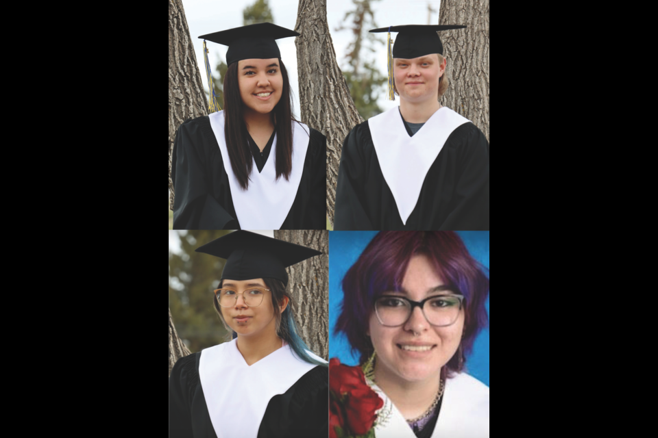 The first graduating class of Light of Christ Catholic School in Lac La Biche County crossed the stage on June 10, 2022. (Left to right)  Bryanna Boucher, Jacob Middleton,  Danielle Loonskin and Rylee McDonald.