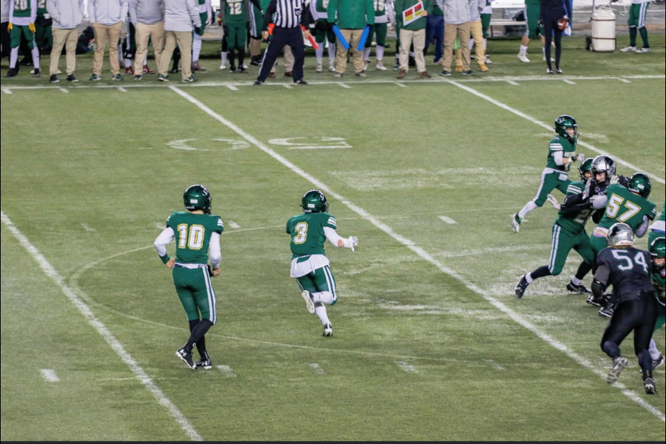 Taking to the field in a # 3 green and white Celtics jersey, Bonnyville-native Ducan Critch prepares for the next step in his journey towards playing professional football.