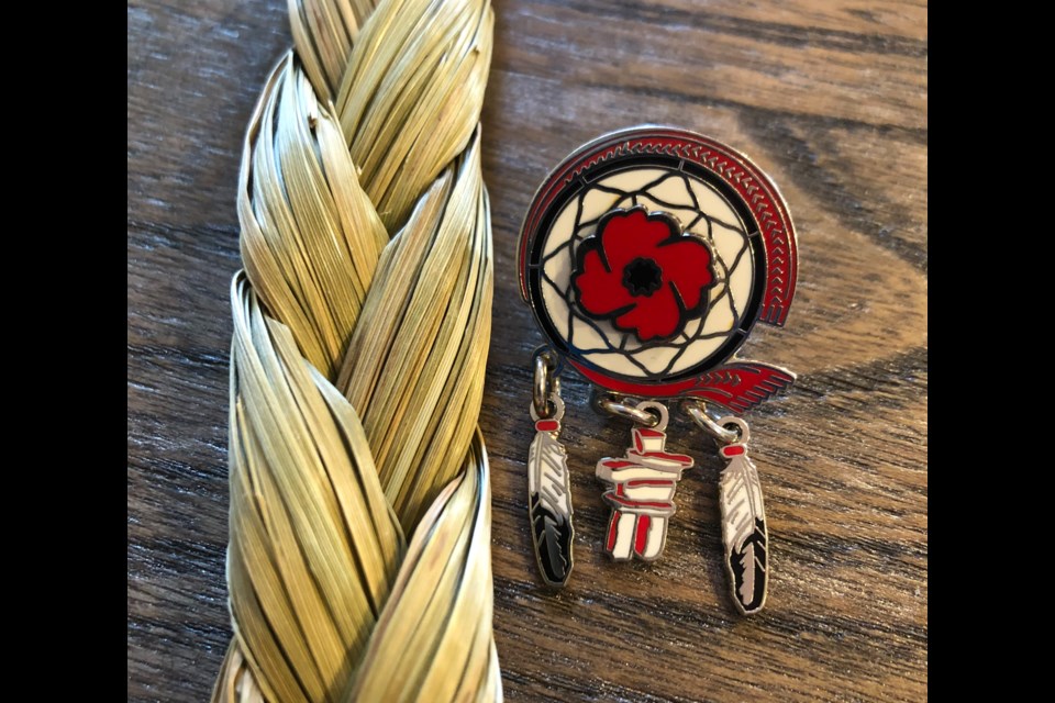 "This commemorative pin presents the Legion Poppy on the centre of a dreamcatcher, their coupling acknowledging the efforts and sacrifices of veterans from all of our Aboriginal Communities,” stated the Royal Canadian Legion