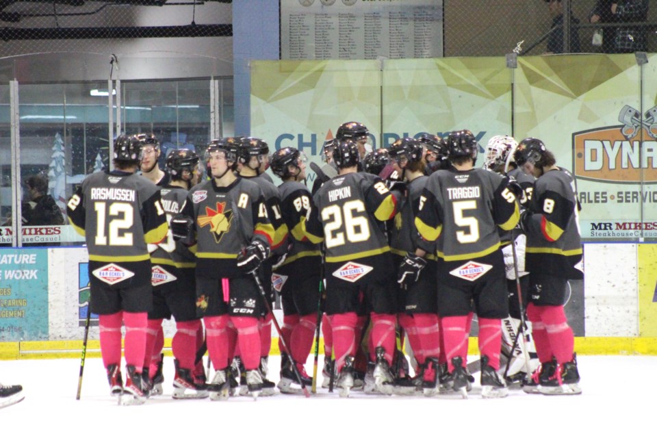 The Pontiacs wore pink as a symbol of the anti-bullying and respect program the Jr. A club takes part in every year, during their game on Feb. 11.