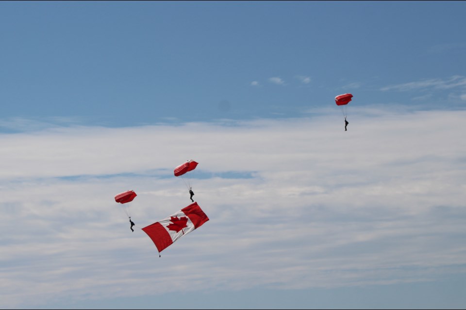 MCpl. Marc Dumaine is among one of the SkyHawk members that was practicing parachuting at the 4 Wing Cold Lake Airfield in preparation for the 2022 Cold Lake Air Show.