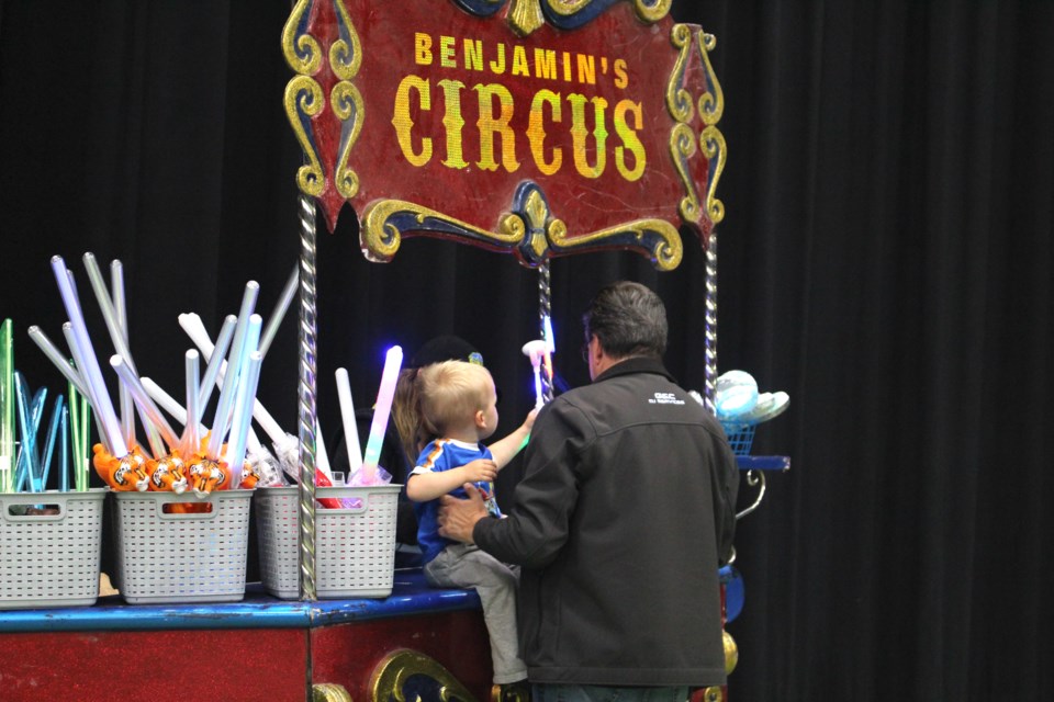 Glowing toys, cotton candy and popcorn was for sale at The Great Benjamin's Circus held at the C2 centre.