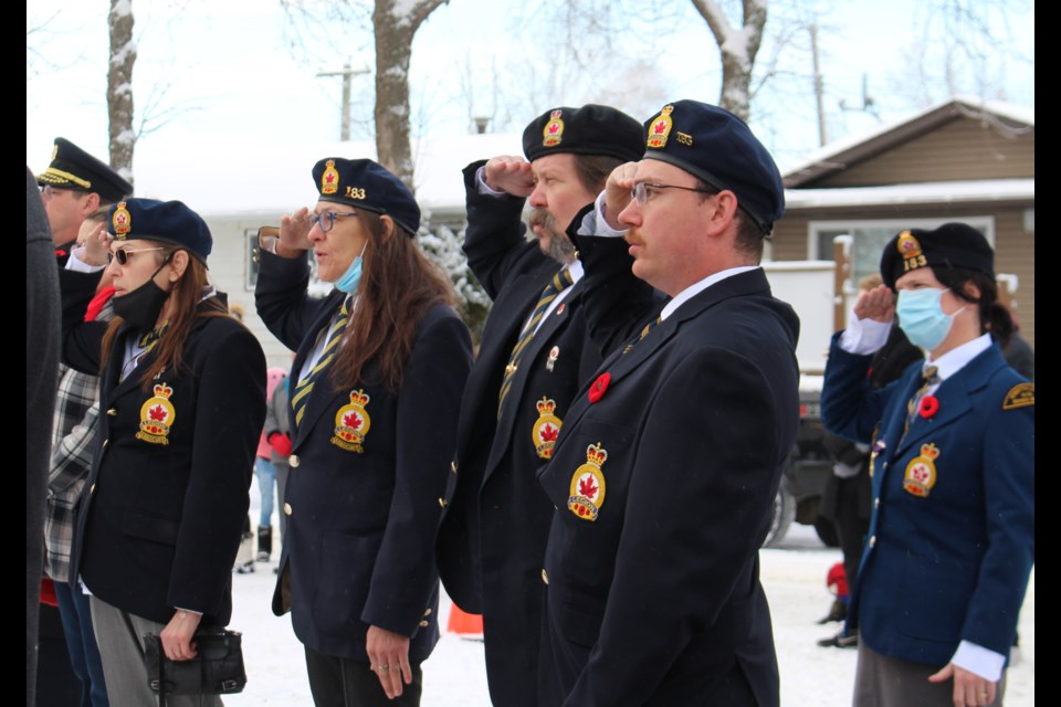 The Bonnyville Associate Legion members attended the ceremony in full dress uniform during an outdoor Remembrance Day ceremony, Nov. 11, 2021.