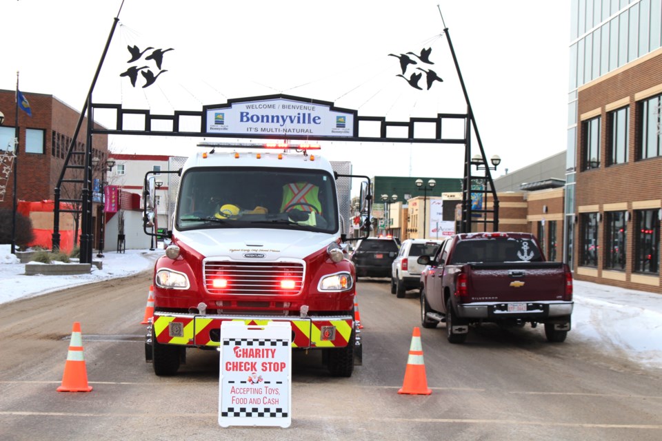 The Town of Bonnyville’s Main Street was filled with the flashing lights of emergency vehicles carrying out the ninth annual Charity Checkstop hosted by Bonnyville Victim Services Unit (VSU).