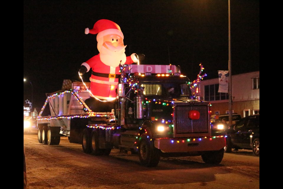 The Municipal District of Bonnyville converted one of their public works trucks into a sleigh for Santa pulled by a mechanical Rudolph.
