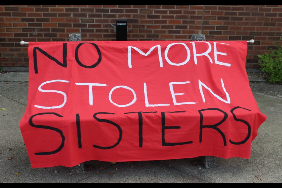 Search the Landfill Red Dress Rally held in front of the Provincial Building in Bonnyville. Aug. 20, 2023.