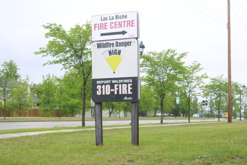 A wildfire sign over the summer in Lac La Biche County notifying the public of an advisory in place for the regional Lac La Biche Forest area.