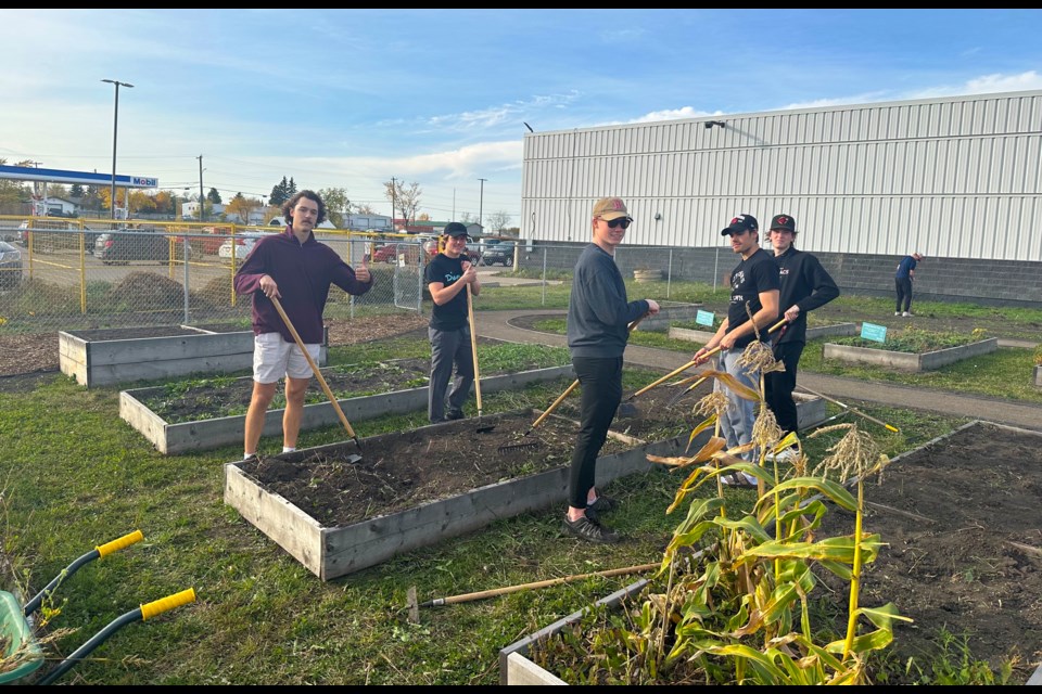 Several Bonnyville Jr. A Pontiac players took part in the Fall Garden Cleanup Day held on Sept. 25.