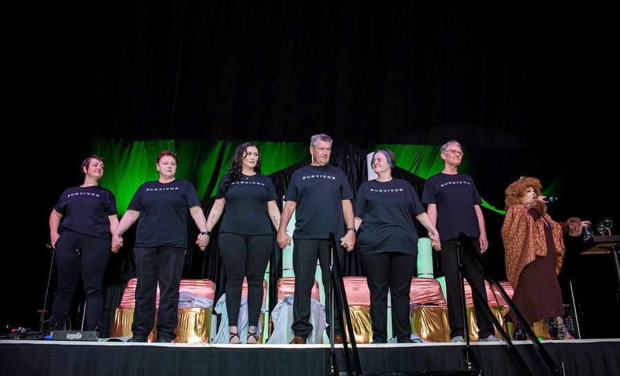 Demonstrating the courage of a lion were six local cancer survivors who have embodied the ultimate courage through their cancer journey and join the stage during the finale performance of the Bonnyville Health Foundation's 23rd annual gala, A Night in Emerald City. April 15, 2023.