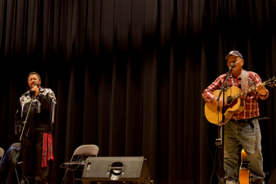 Region 1 Métis Nation of Alberta President James Cardinal and Edgar Ladouceur live for the virtual Métis Week Jamboree session held at Portage College.|Lac La Biche 