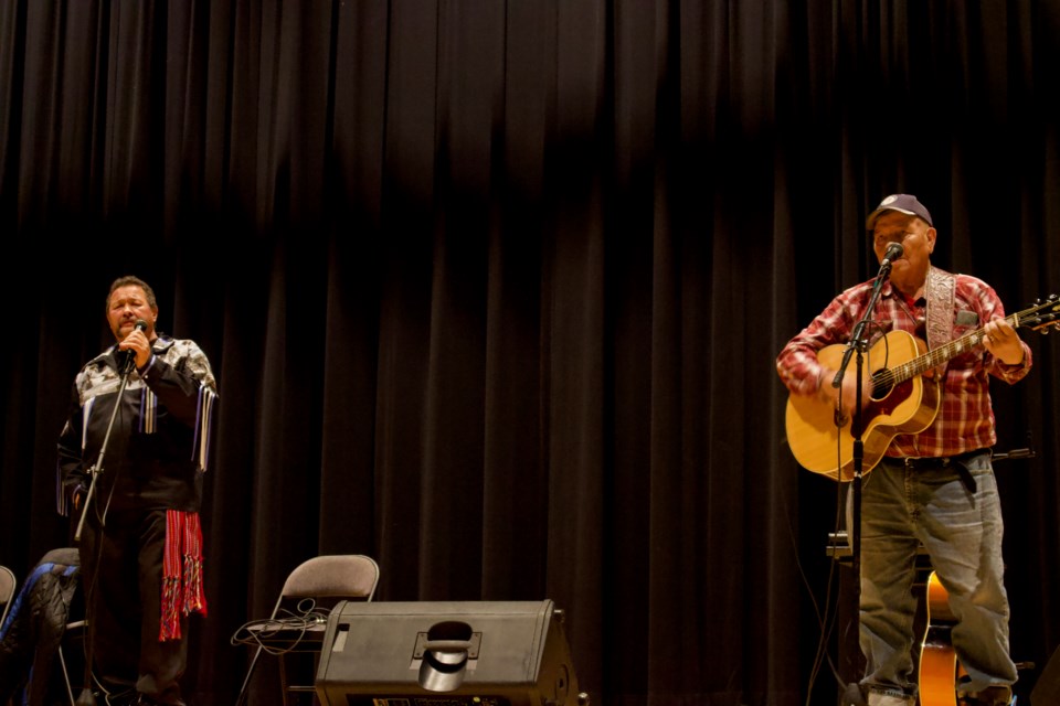 Region 1 Métis Nation of Alberta President James Cardinal and Edgar Ladouceur live for the virtual Métis Week Jamboree session held at Portage College.|Lac La Biche 