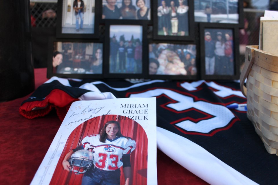 The Bonnyville Voyageurs quarterfinal game on Oct. 21, was played in honour of Miriam Grace Godziuk, a former Bonnyville Bandits player and a trainer for the Voyageurs.