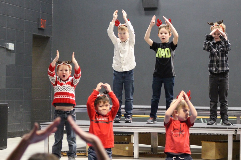 École Notre Dame Elementary School's three Kindergarten classes performed holiday songs and dances moves during a Christmas concert on Dec. 8.