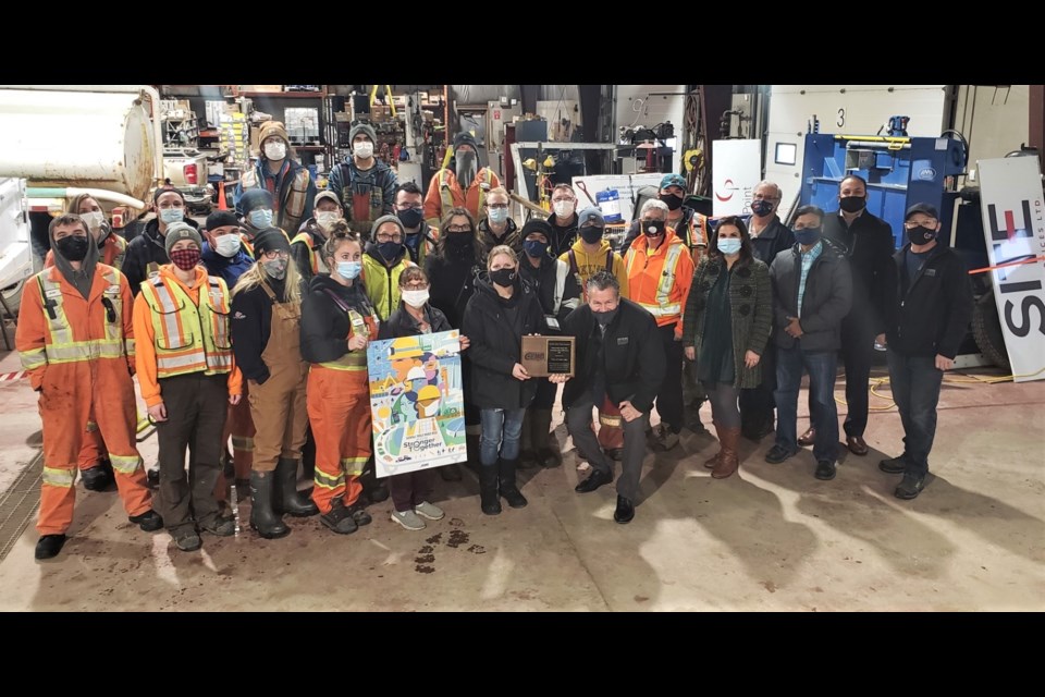 Mayor Craig Copeland, along with department managers Azam Khan and Shailesh Modak and others were on hand to present the 2021 National Public Works Week award to the City's public works crews.