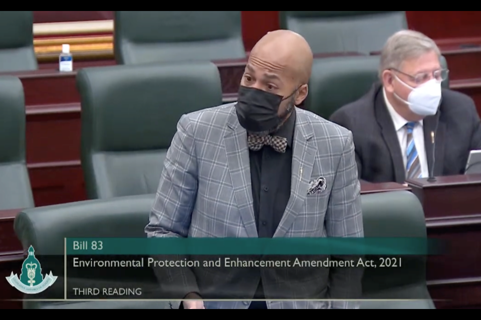 NDP MLA David Shepherd points out during Bill 83's third reading, that a delay in introducing an Albertan Extended Producer Responsibility (EPR) framework will have the province lose out on funding that is currently going towards other provinces EPR systems.