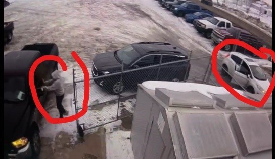 On Feb. 10 at 8:30 a.m., a 2013 black Dodge Ram truck bearing licence plate CHG0175 was stolen from a business on 54 Ave in the Town of Bonnyville.  A white car was noted on video surveillance scoping out the yard and dropped off the culprit who stole the truck.  A black pickup truck is also believed to have been involved as a lookout.  The Dodge remains outstanding.