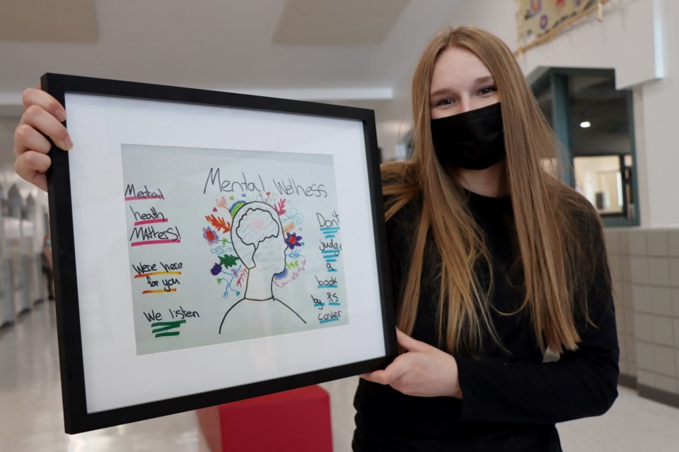 A poster created by Grade 8 student Tessa Ogloff is the winner of a Mental Health Matters Campaign Poster Design Contest aimed at drawing awareness to bullying. Ogloff competed in the Grade 7 to 12 category.