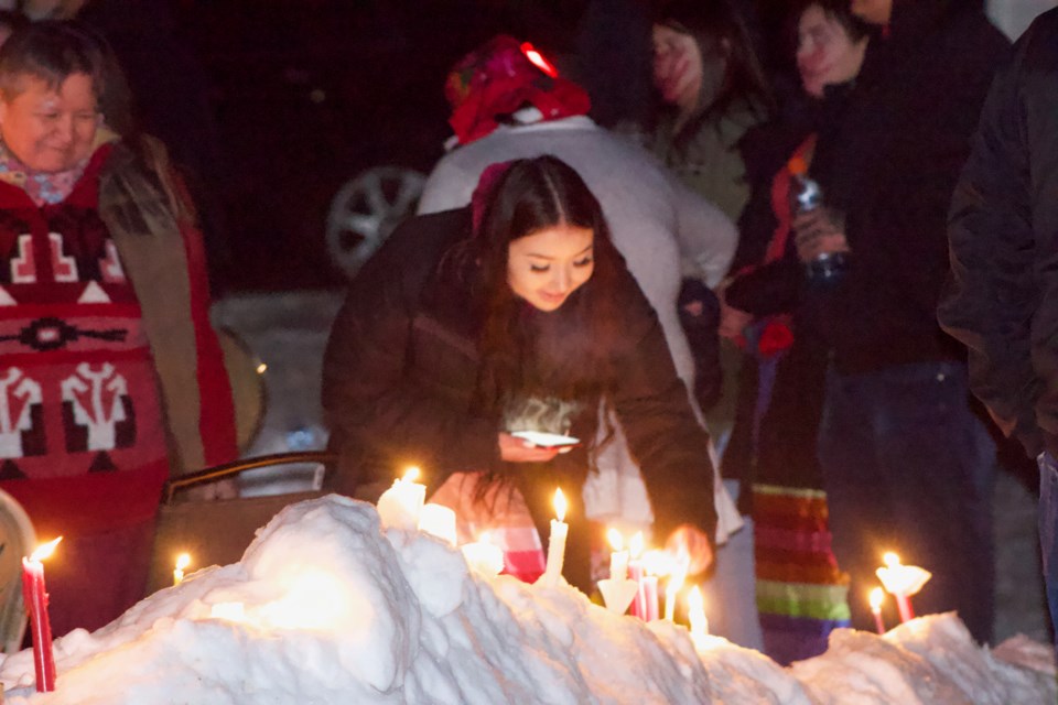 Hundreds gathered to honour Tytiana Janvier on Tuesday night's vigil in the Bonesville subdivision, 5km south of the hamlet of Lac La Biche.
