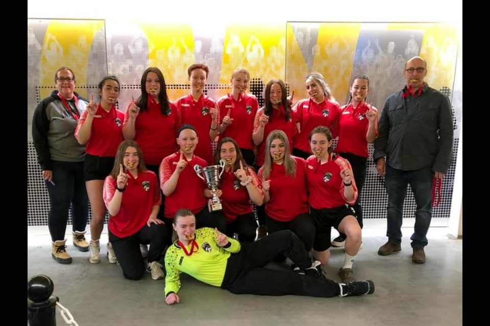 The U19 Girls Cold Lake team show off their gold hardware after coming in first place at Provincials in Edmonton over the weekend.