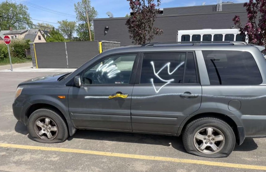 Vandalized vehicle BNY