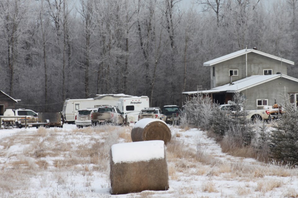 RCMP are on scene at rural property south of Chicken Hill Lake in the MD of Bonnyville where a suspect was shot. Clare Gauvreau photo