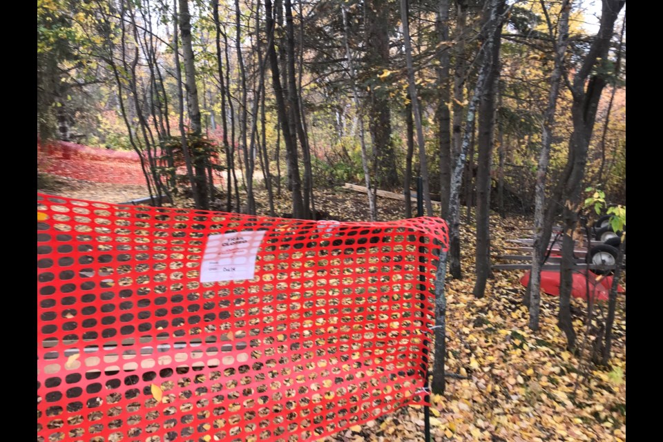 A snow-fence blocks some access to a dig site at Churchill Park. The work is part of an impact assessment that took place from early September to mid-October.