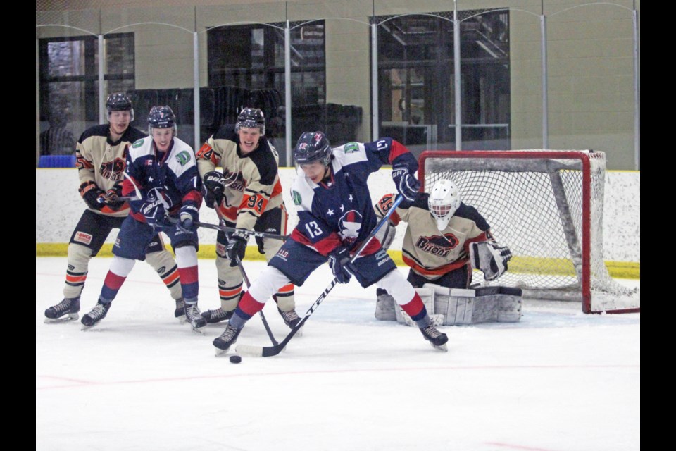 Lac La Biche Clippers in league action in February against the Wainwright Bisons.   Exhibition games are expected to begin at the end of this month.   File image Rob McKInley