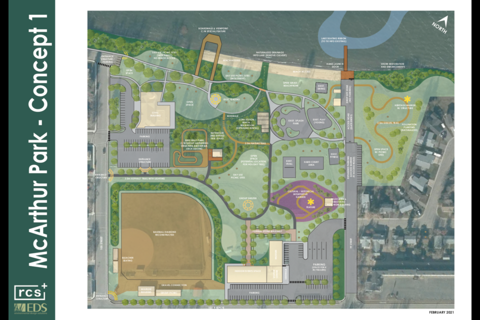 Concept 1 maintains the main ball diamond in the downtown Lac La Biche park area.             Lac La Biche County maps