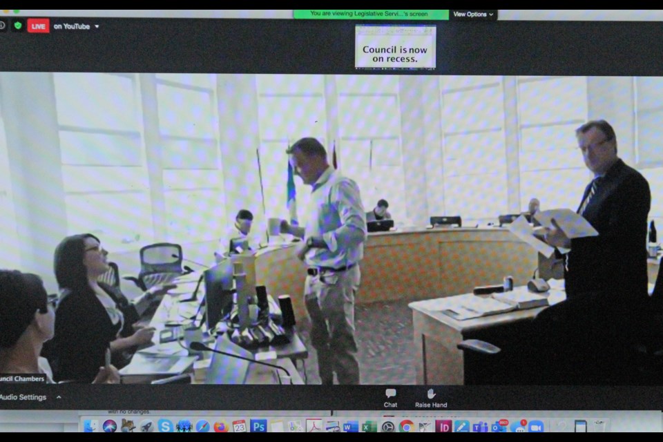 During a recess in Lac La Biche County council's recent meeting that was streamed online, the video feed continues although all of the audio is muted.