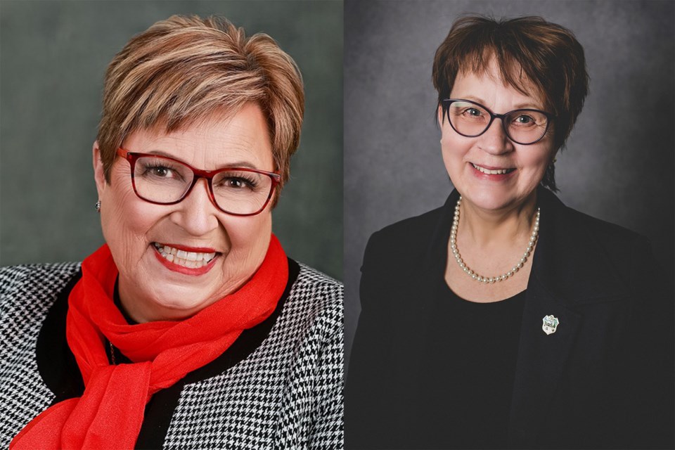 (Left) City of Cold Lake Coun. Vicky Lefebvre and (right) County of St. Pau; Deputy Reeve Maxine Fodness are both long-time serving municipal politicians.