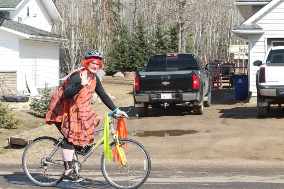 Young's Beach resident Natasha Downes was clowing around in her parade entry. 