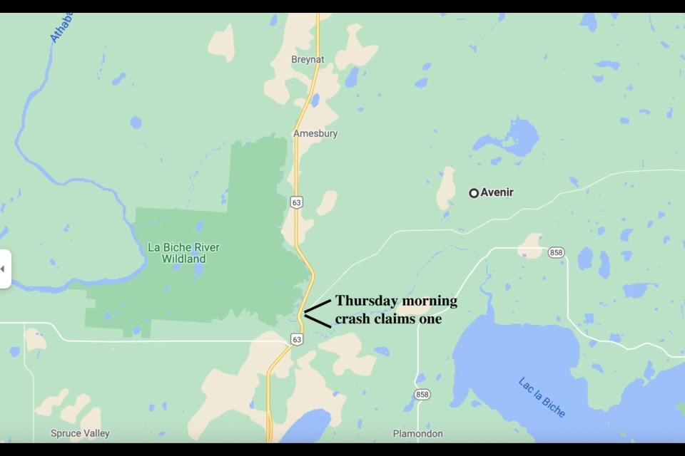 A Thursday morning crash on Highway 63 has killed an Edmonton man dead.