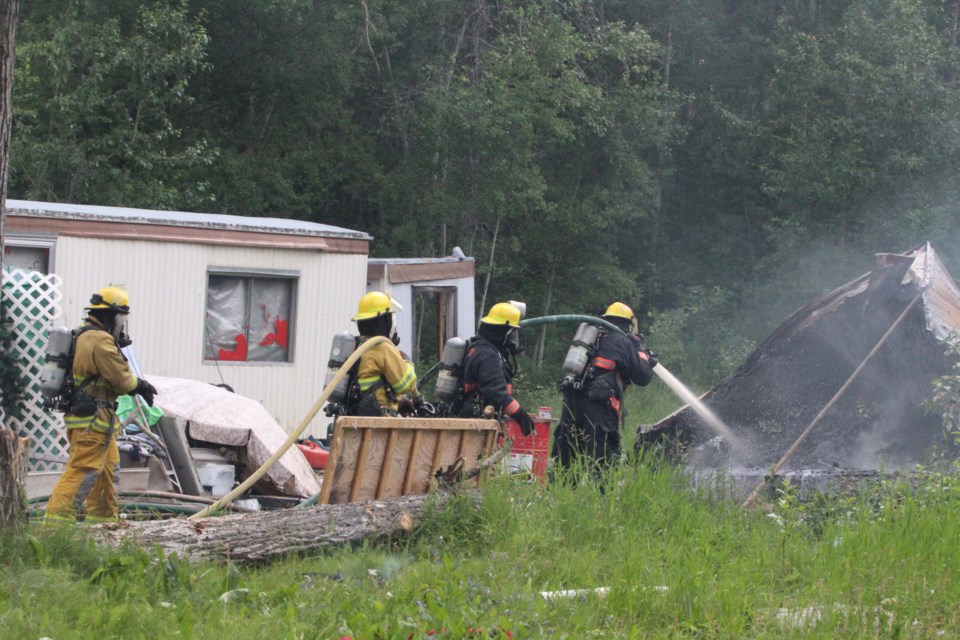 Fire crews managed to keep the fire from spreading to the nearby trailer, which officials at the scene say was not occupied when crews arrive at the fire call.  This was the second fire call the Lac La Biche County fire department has responded to in just over a week.