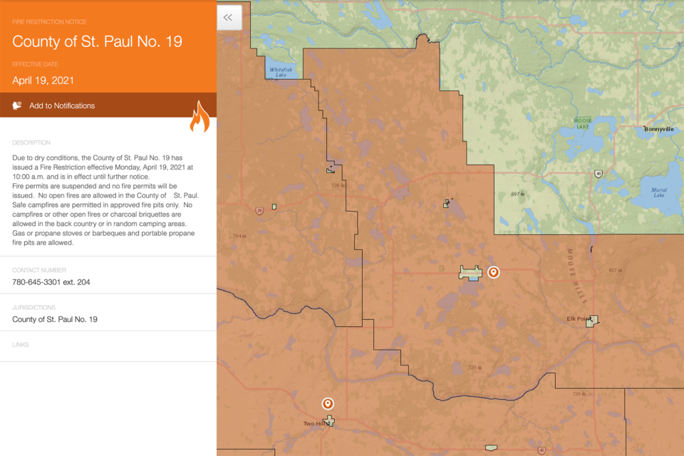 FIre bans County of St. Paul