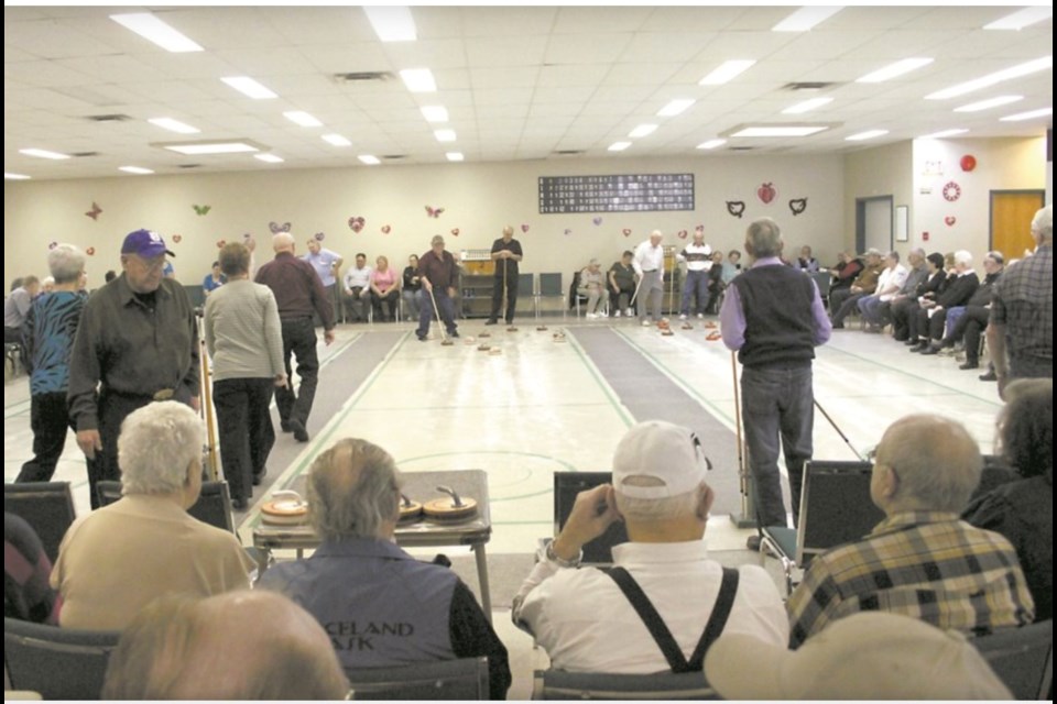 Scenes like this one — a regional floor curling spiel at the Lac La Biche Heritage Center — haven't taken place since COVID precautions restricted gatherings. It has been challengng for seniors to miss out on activities and networking, says the local seniors' society's president.    File Photo LLB POST