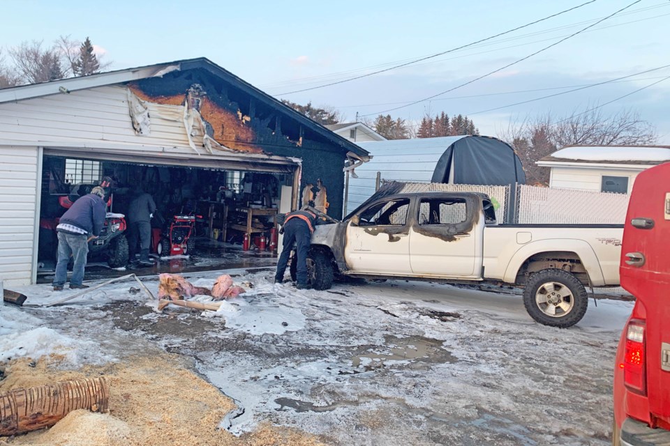 A truck was destroyed, but contents of a residential garage were saved following a Lac La Biche County Fire Services call on March 21