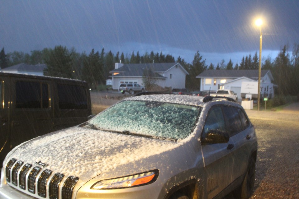 Varying sizes and volumes of hail fell across the Lakeland on Monday night, reminding residents that Mother Nature will tell you when the long weekend is over.