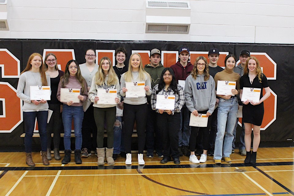 Grade 11 honours with distinction recipients are pictured.
