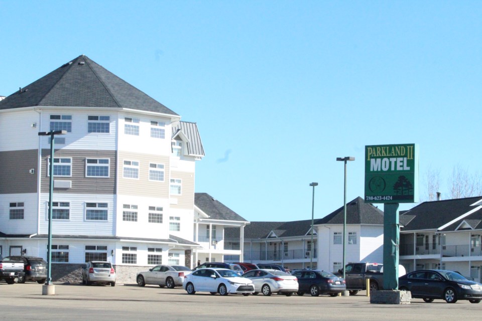 More vehicles are parked at Lac La Biche County hotels today as evacuees from Athabasca River flooding in Fort McMurray  arrive. 