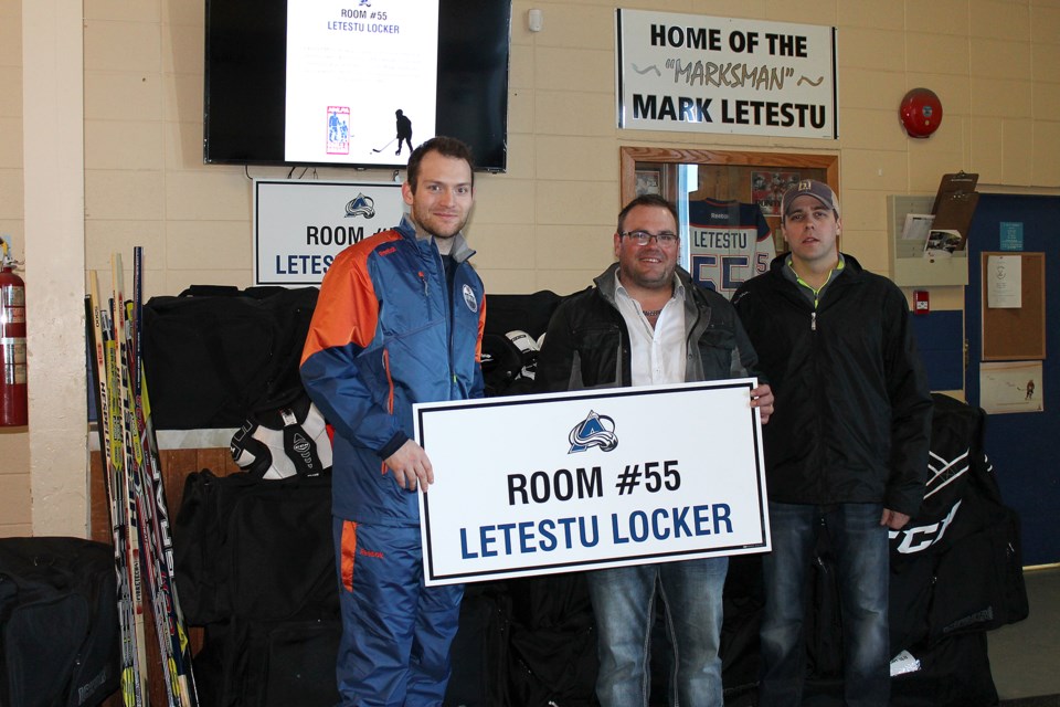 Letestu's Locker was opened at the A. G. Ross Arena in Elk Point on March 29, 2016. The initiative offers assistance to those who need help accessing hockey equipment.