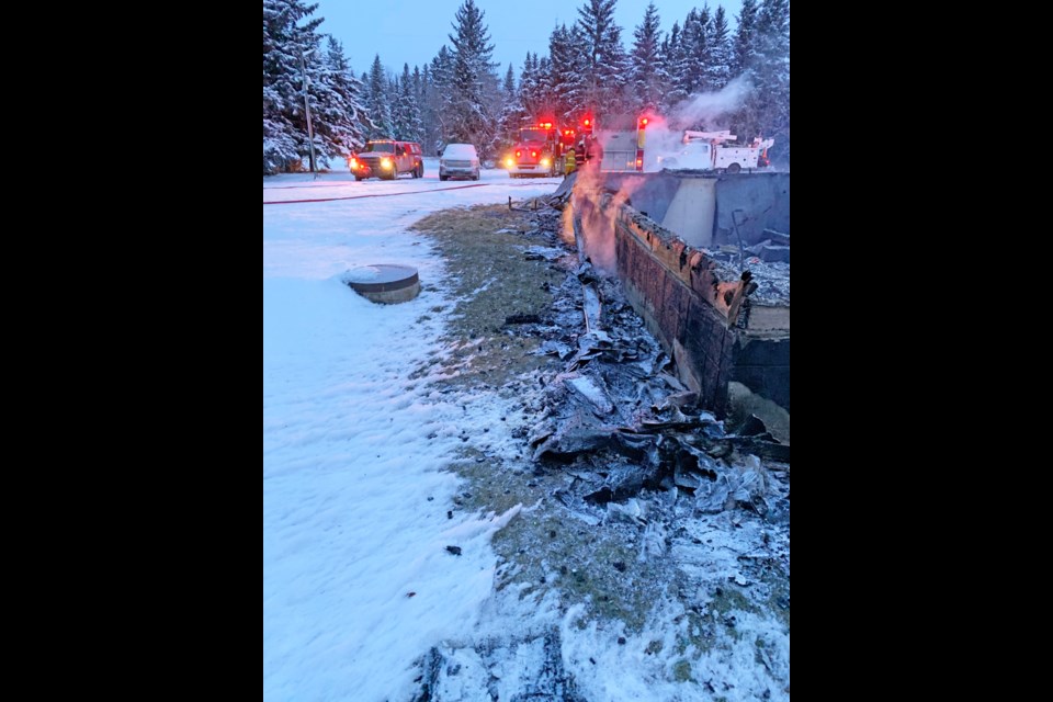 Supplied photo: Lac La Biche County — What ‘was’ a two -story farmhouse west of Hylo was reduced to smouldering debris after a blaze last week.