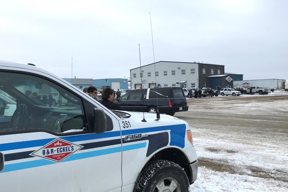 A procession makes it way to the B&R Eckel's yard Saturday morning for 'one last check.'