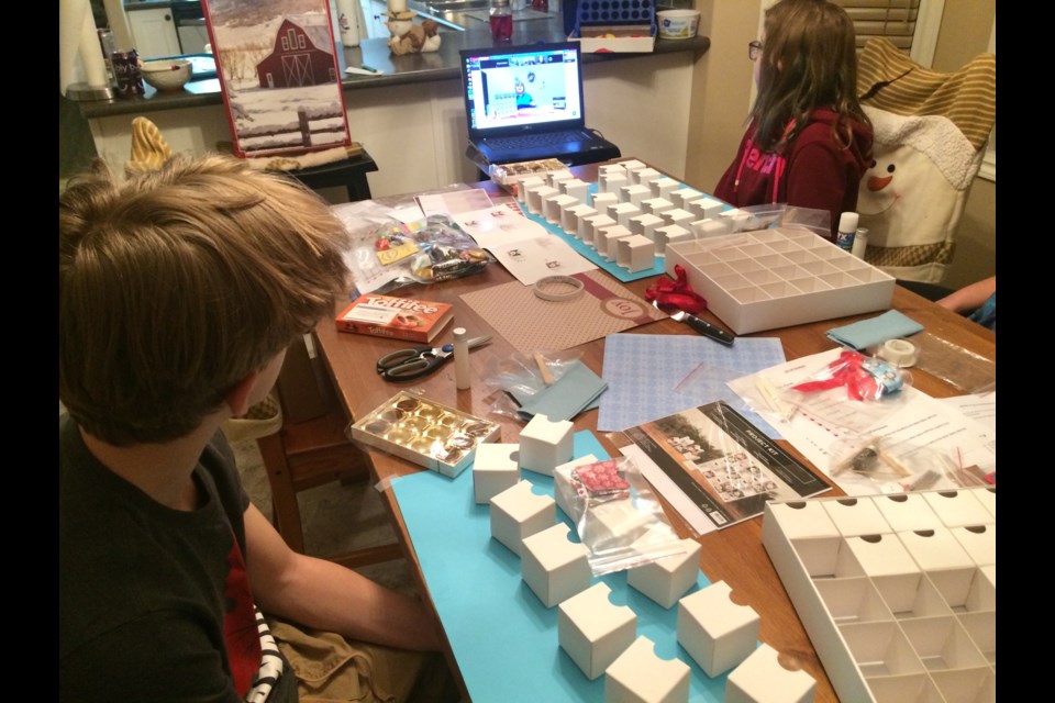 The Lac La Biche County FCSS program gave teens and youngsters all the supplies necessary to create hand-made advent calendars for the seniors with the virtual encouragement of organizers and other young crafters.   Image Rob McKinley