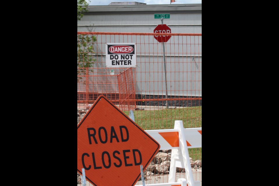Utility construction on 105 Street behind the Almac Hotel in Lac La Biche is part of ongoing water and sewer utility installation