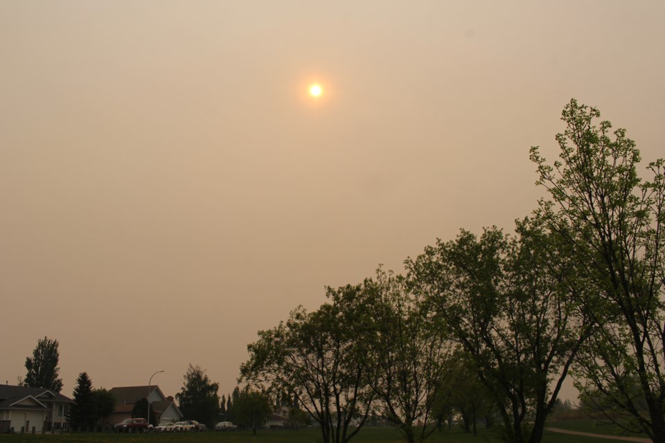 Thick smoke has affected the air quality across the Lakeland. Pictured is a scene from Bonnyville, taken during the week.